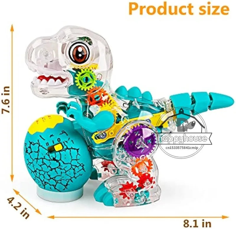 Transparent Toy Car for kids Electronic Light Sound Music Electric Gear Dinosaur Toys for Toddlers Boys Educational Crawling Toy Good Vibrations