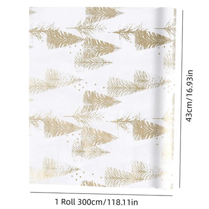 1roll Gift Wrapping Paper Christmas Gift Wrapping Paper ChristmasTree Pattern Handmade Paper Flower Bouquet Packaging Paper Good Vibrations