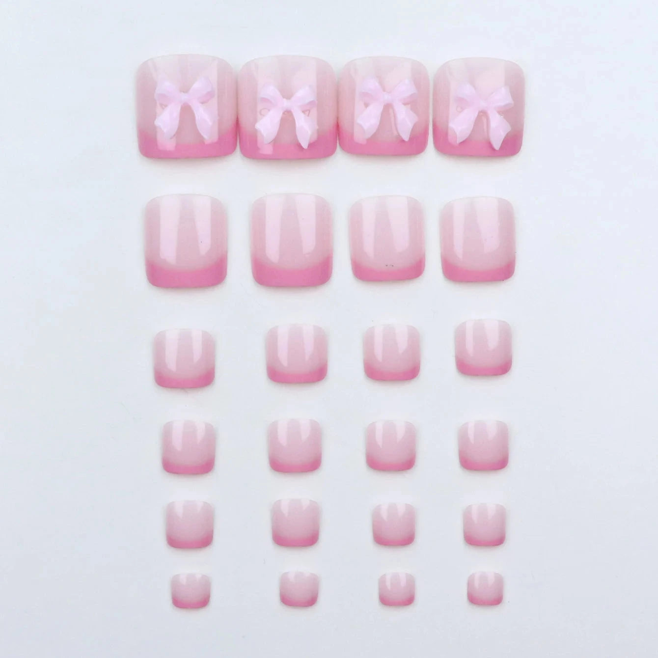 24pcs French Fake Toenails Pink Gradient Full Cover Short Square Toe Nails Foot Nails Tips for Women Girls Good Vibrations