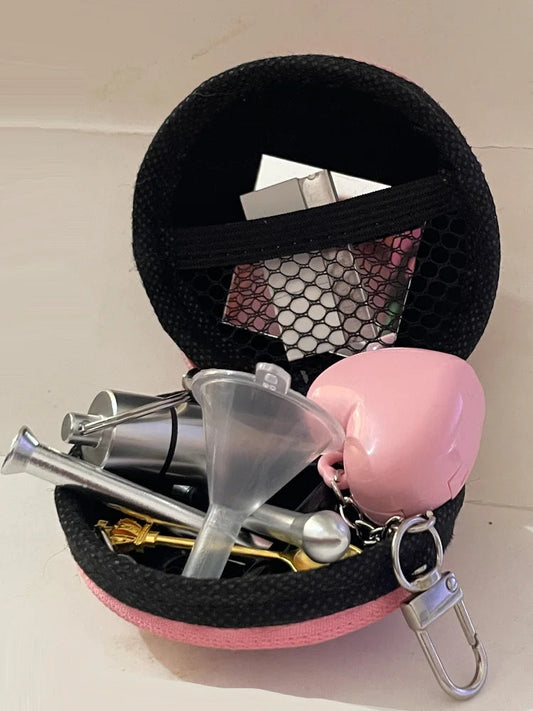 Portable Pink Heart Smoking Set Storage Travel Bag 9pcs Round Case for Smoking 9pcs Good Vibrations Adult Super Store
