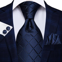 Hi-Tie Blue Business Solid 100% Silk Men's Tie NeckTie 8.5cm Ties for Men Formal Luxury Wedding High Quality Gravata Good Vibrations