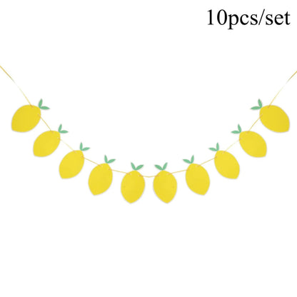 Lemon Disposable Tableware Paper Cups Plates Cake Toppers for Summer Lemon Happy Birthday Pool Party Decoration DIY Cake Supply Good Vibrations