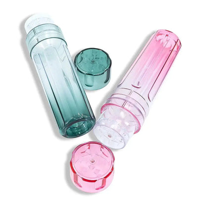 3 in 1 gradient tobacco grinder and filler, strong PC material, smoking accessory set in pink and green.