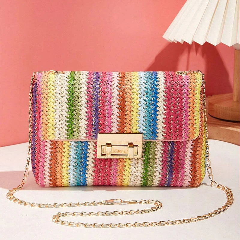 Crossbody Bag for Women Chain Strap Banquet Stylish Accessory Shoulder Bag for Day-to-Night Outfits Good Vibrations
