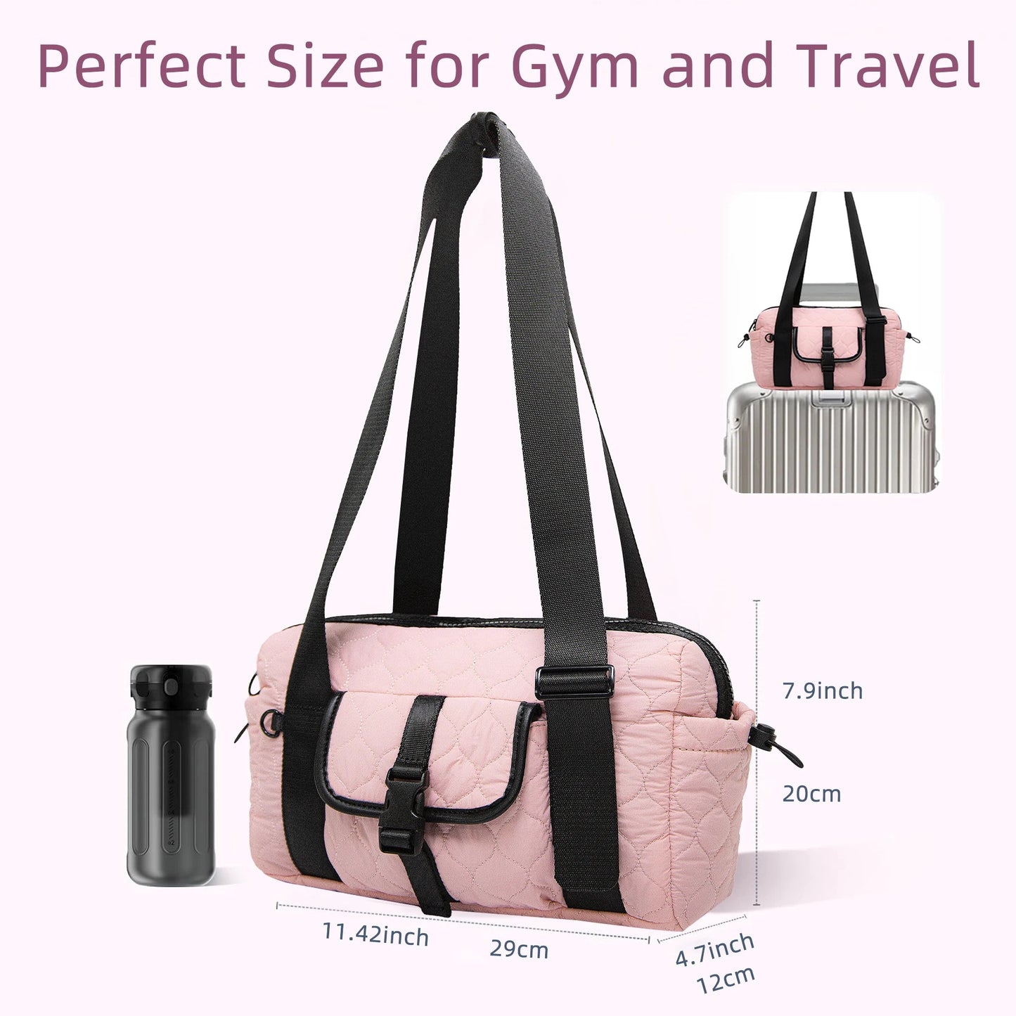 Small Travel Duffle bag Women men,Gym bags with zipper Compartment for Phone Workout Shopping Hospital Handbag Lightweight bag Good Vibrations