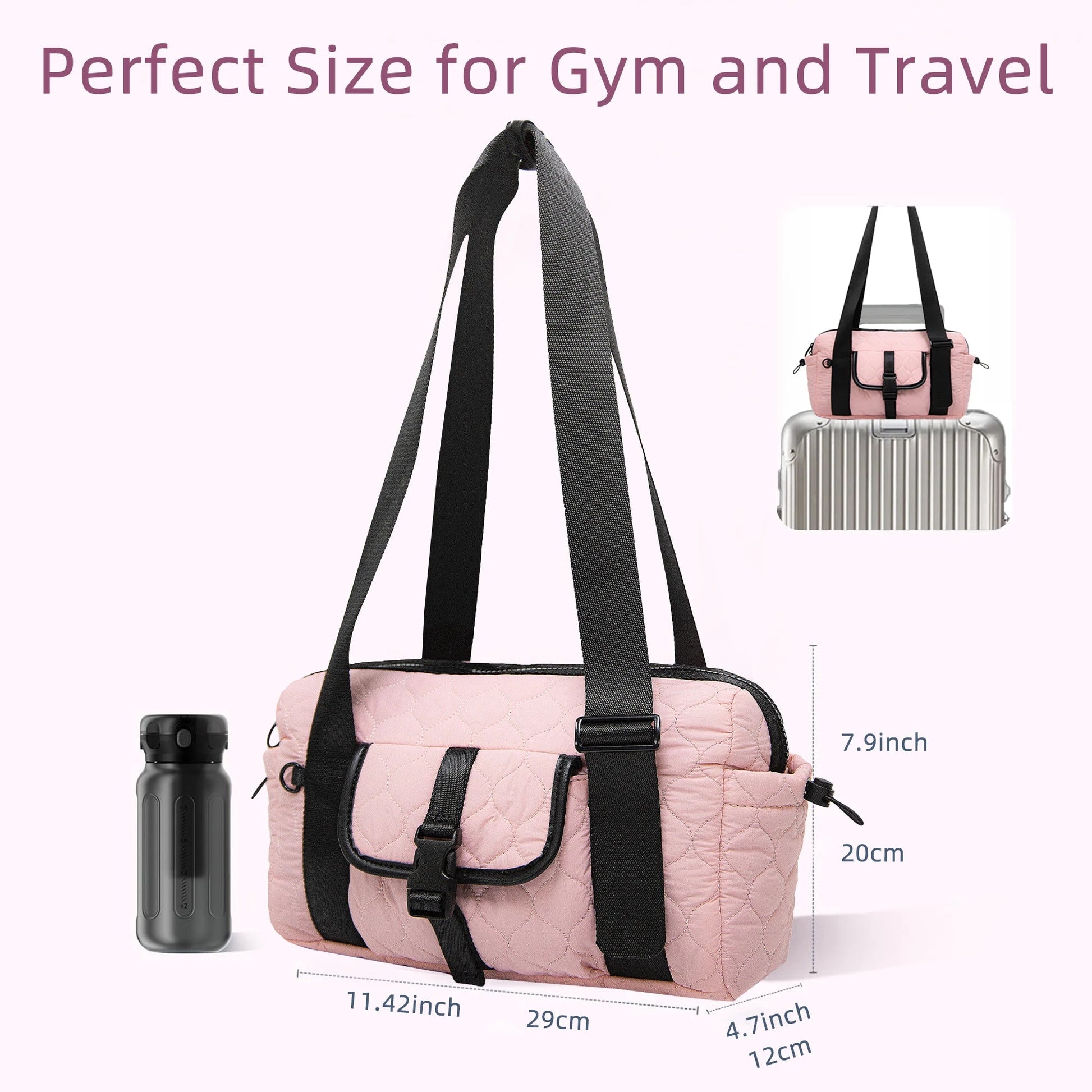 Small Travel Duffle bag Women men,Gym bags with zipper Compartment for Phone Workout Shopping Hospital Handbag Lightweight bag Good Vibrations