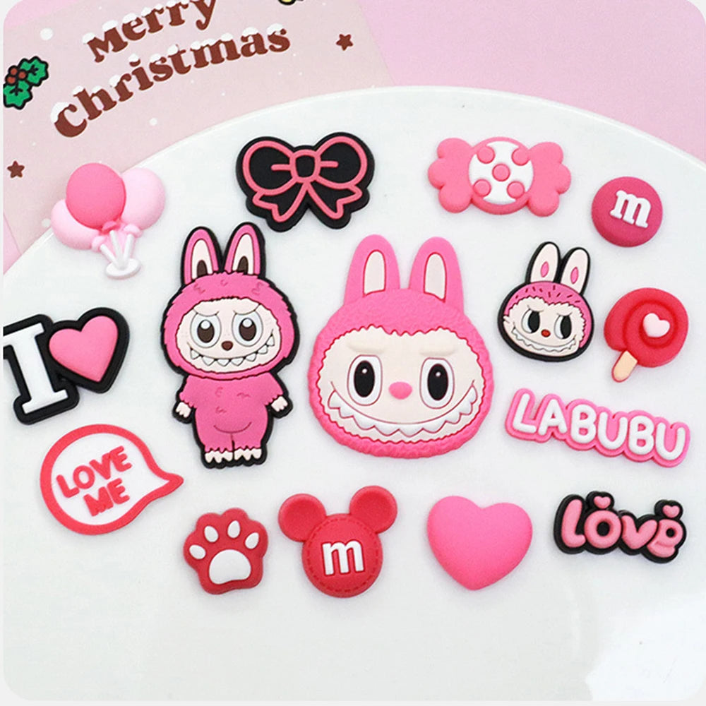 15pcs Hot Toys New Cartoon Shoe Charms Designer for Shoe Accessories Dreations for Sandals Sneaker Classic Clog Kids X-mas Gifts Good Vibrations