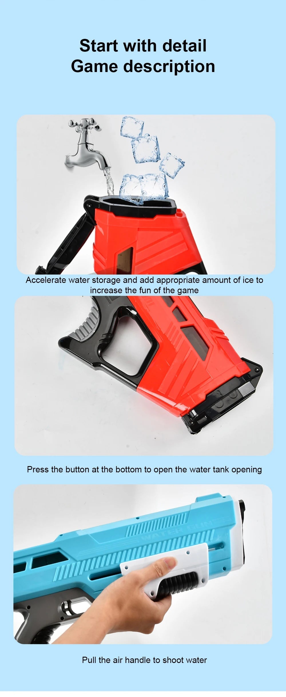 Outdoor Water Gun Toys Electric High Pressure Large Capacity Water Gun Summer Beach Swimming Pool Game Interactive Kids Toys Good Vibrations