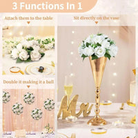 15 Heads Plastic Roses with Base High quality.10 Pieces White Fake Flower Ball Arrangement Bouquet Good Vibrations