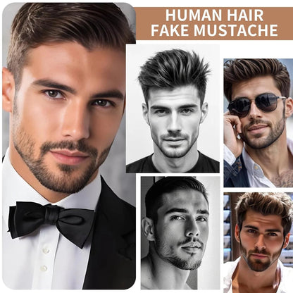 Wigundle Man's Beard Hand Made Real Hair Fake Beard Mustache Fancy Synthetic Invisible for Makeup Fake Hair Cospaly Party Tools Good Vibrations