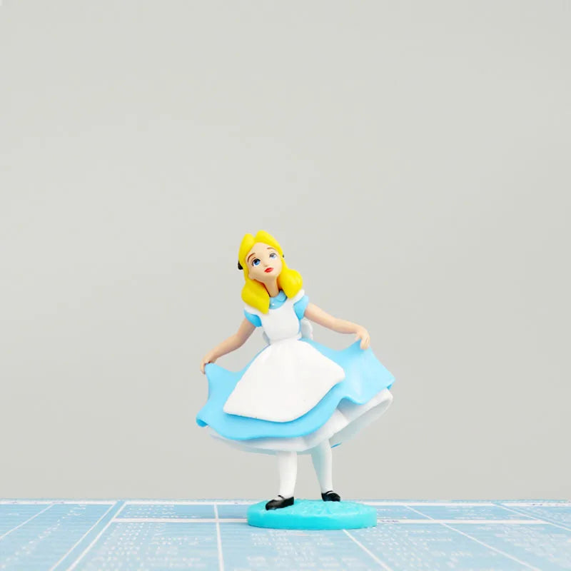 6-10cm 6pcs/Lot Alice in Wonderland Cheshire Cat White Rabbit Cake Car Desk Decoration Figure Toys Good Vibrations