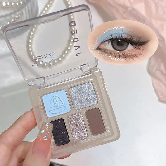 JADED Five Color Purple Pink Glitter Eye Shadow Make Up Palette Waterproof Easy Coloring Shiny Silver Gray Matte Black Eyeshadow Good Vibrations