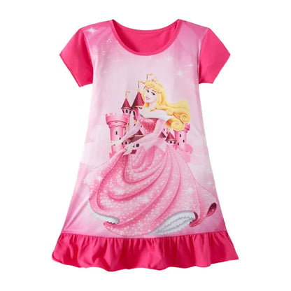 New kids Nightdress Elsa Cartoon Dress Minnie Printing Sleepwear Girls Nightgowns Children Party Dresses Pajamas Girls Dress Good Vibrations