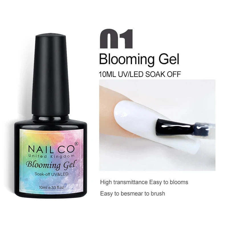 NAILCO Blooming Gel Polish 10ml UV LED Soak Off Nail Art Polish Spreading Effect Marble Gel Paint Varnish Matte Top Base Coat Good Vibrations