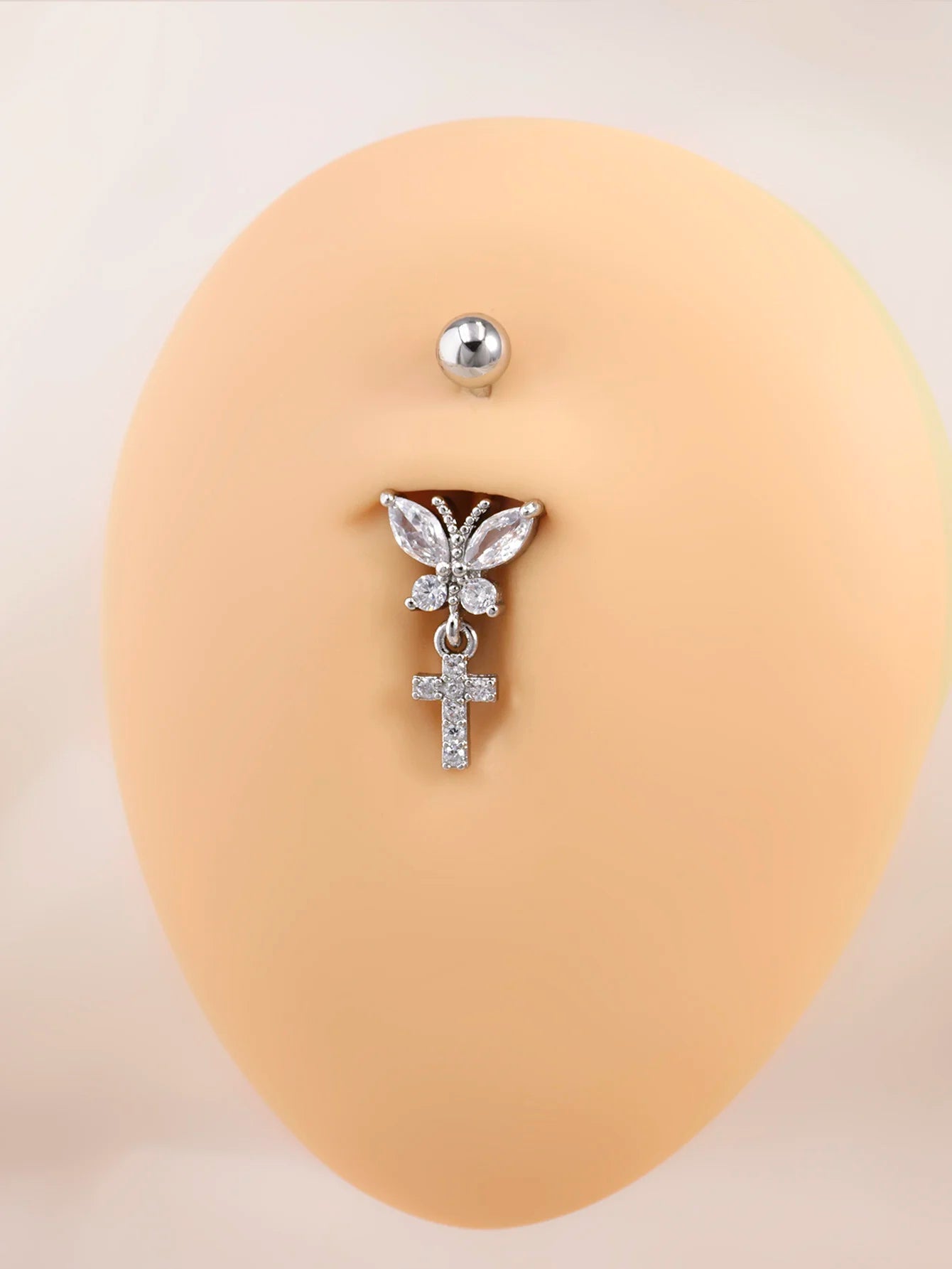 Butterfly Dangle Belly Button Ring Surgical Steel Navel Rings Pink Zircon Umbilical Ring Hypoallergenic Tummy Ring  Piercing Good Vibrations Adult Super Store