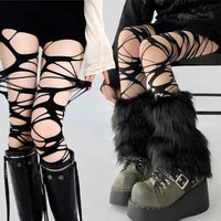 Fashion Punk Torn Strap Holes Tights Nue Sexy Lolita Gothic Spider Web Stockings Ladies Y2k Black Mesh Soft Tights High Hosiery GOOD Vibrations