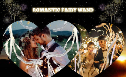 20-60Pcs Light up Wedding Wands LED Ribbon Wands Sparklers with Bells, Wedding Exit Send Off, Dance Floor Props, Wedding Favors Good Vibrations