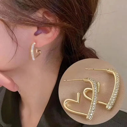 925 Silver Needle Korean Fashion Zircon Geometric Earrings For Women Jewelry 2026 Trending Luxury Crystal Cross Stud Earrings Good Vibrations