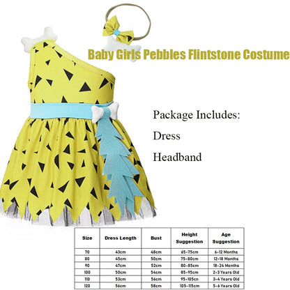 Infant Toddle Kids Pebble Bone Stone Fancy Dress Up Halloween Costume Kids Caveman Cavegirl Flint stone Costume For Baby Girl Good Vibrations