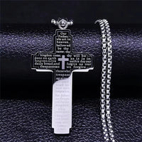 TrendMen Hiphop Rock Crucifix Cross Stainless Steel Pendant Necklaces For Men Boys Black Metal Clavicle Chain Party Jewelry Gift Good Vibrations