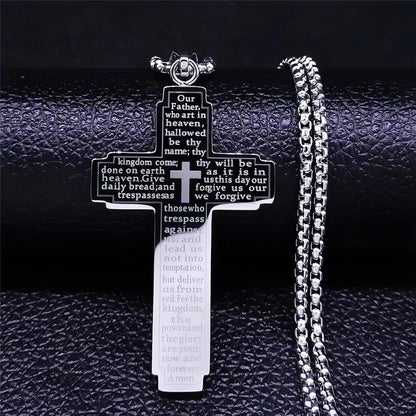 TrendMen Hiphop Rock Crucifix Cross Stainless Steel Pendant Necklaces For Men Boys Black Metal Clavicle Chain Party Jewelry Gift Good Vibrations
