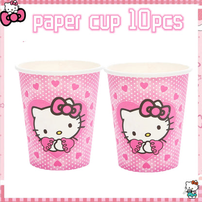 Hello Kitty Birthday Party Decoration Disposable Tableware Cup Plate Tablecloth Balloons Baby Shower Girls Party favors Supplies Good Vibrations