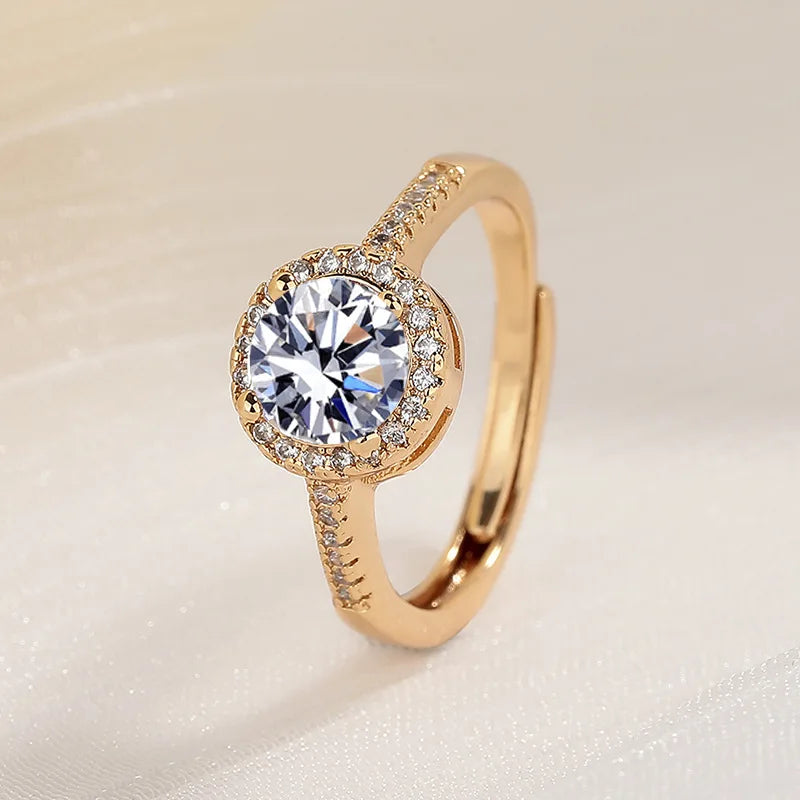 925 Sterling Silver Ring Hot AAA Zircon adjustable Size Engagement Rings For Women Wedding Ring Party Fashion Nice Jewelry Gift Good Vibrations
