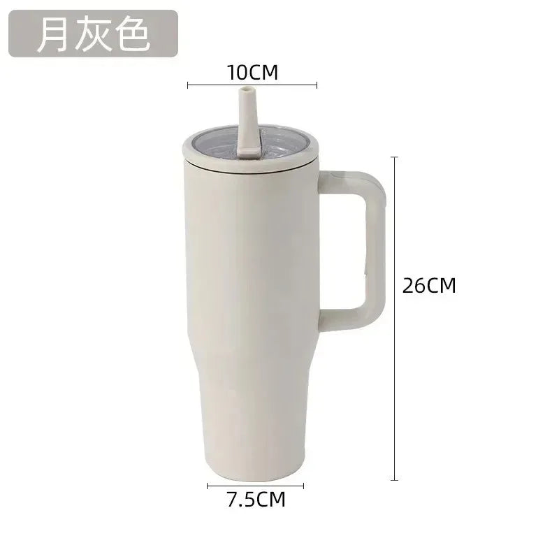40oz Cross-border thermos cup 40oz double-layer ice cup leak-proof foldable straw cover convenient direct drinking mouth car cup Good Vibrations