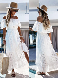 Trendy Casual Summer White Dress for Women Cover-ups Outfits New Boho Hippie Chic Long Maxi Dresses Elegant Party Beachwear Good Vibrations
