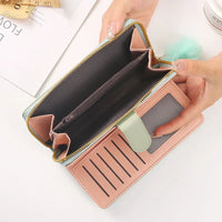 Women Long Wallet Pu Leather Card Holder Large Capacity Hasp Zipper Coin Purse Multi Card Organizer Cell Phone Wristlet Handbag Good Vibrations