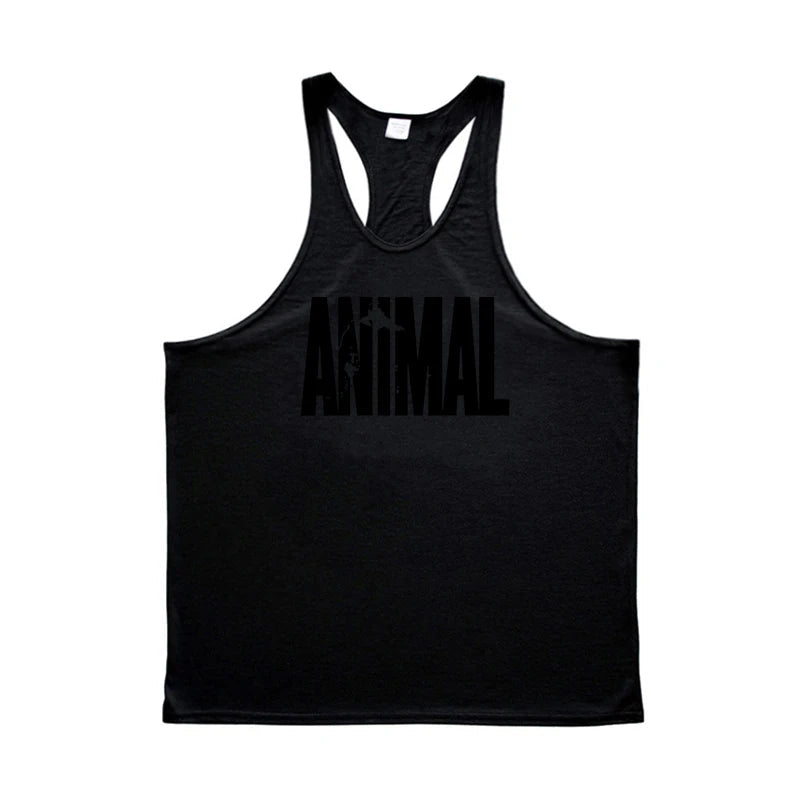 ANIMAL Letter Printed Gym Clothing Mens Bodybuilding Fitness Tank Top Cotton Raceback Stringer Singlets Workout Sleeveless Shirt Good Vibrations