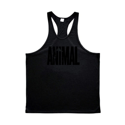 ANIMAL Letter Printed Gym Clothing Mens Bodybuilding Fitness Tank Top Cotton Raceback Stringer Singlets Workout Sleeveless Shirt Good Vibrations