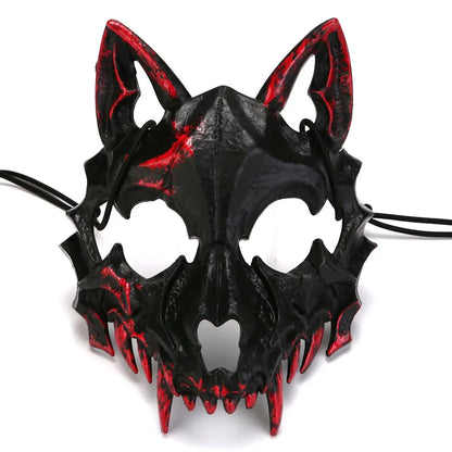 Halloween Bone Skull Masks Half-face Bloody Mask Cosplay Dragon God Fierce Tiger Night Fork Tengu Man Wolf Mask Party Decor Prop Good Vibrations