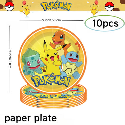 Pokemon Birthday Party Decorations Pikachu DIY Sticker Tableware Plate Tablecloth Baby Shower Kids Favors Gifts Party Supplies Good Vibrations
