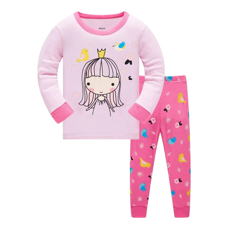 Jumping Meters 3-8T Flamingo Print  Autumn Winter Girls Sleepwear Fashion Children's Home Clothes Kids Pyjamas Costume Good Vibrations