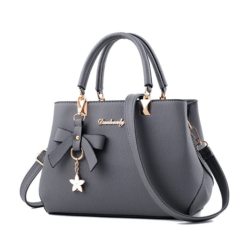Yogodlns Elegant Women Messenger Bags with flower pendant Office Ladies Totes Pure Handbag for female Crossbody Shoulder Bags Good Vibrations
