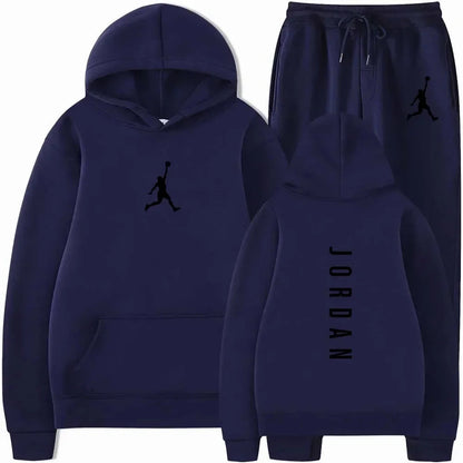 2025 Spring and autumn outdoor fitness basketball casual sportwear set fashion men's hooded jumper + jogging pants two-piece set Good Vibrations