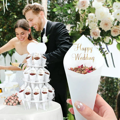 Wedding Tray Confetti Cone Stand Box Kraft Paper Tray Rustic Wedding Decoration Wedding Confetti Cones Cones Wedding Set supply Good Vibrations