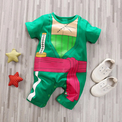 Newborn Clothing Handsome Anime Role Play Cotton Comfortable Soft Boys And Girls 0-18 Summer Short Sleeved Baby Jumpsuit Good Vibrations