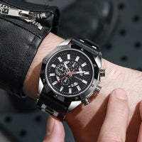 Fashion Business Men Watch Top Brand High Quality Auto Date Big Dial Silicone Strap Sports Quartz Watches For Him Gifts Good Vibrations