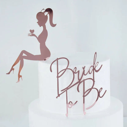 2Pcs/Set Bride To Be Cake Toppers Acrylic Wedding Cake Toppers Bridal Shower Bachelorette Hen Night Party Cake Decor Baking Tool Good Vibrations