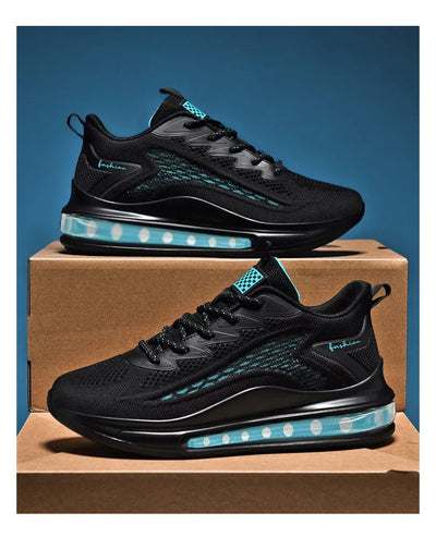 Men's sneakers with air cushions, stylish spring new style, knitted stimulating and breathable soft soles, men's casual sneakers