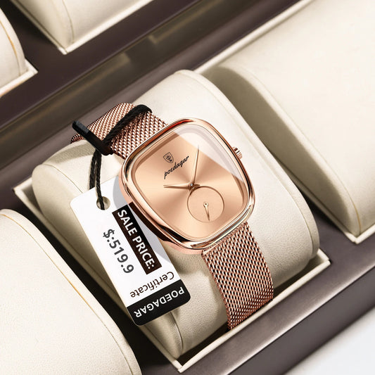 POEDAGAR Luxury Fashion Elegant Ladies Watch Waterproof Watch for Woman Mesh Stainless Steel Quartz Women's Watches Female Reloj Good Vibrations