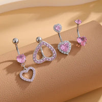 3-5pcs/Lot Belly Button Ring Sets Heart Butterfly Flower Dangled Belly Piercing Nombril 14G Curved Navel Rings Jewelry for Women Good Vibrations Adult Super Store