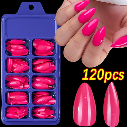120pcs Pink French Tip Press-On Nails Medium Length Square Shape With Glossy Finish False Nails Full Cover Pre-Shaped Fake Nails Good Vibrations