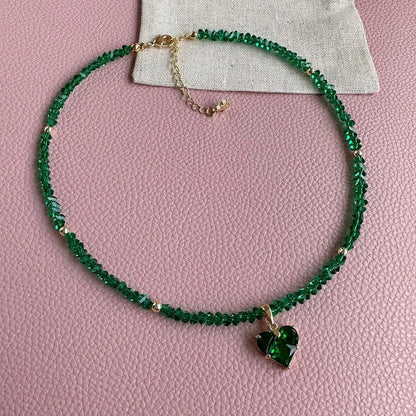 Big CCB Ball Beaded Chain With Heart Beads Pendant Necklace for Women Trendy Ladies Beades Collar on Neck Accessories Gift Good Vibrations