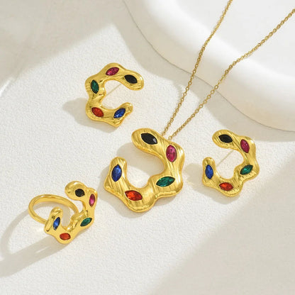 Chic Luxury Crystal Earrings Pearl Charm Rhinestone Necklace Geometric Vintage Women Jewelry Set Girls Good Vibrations