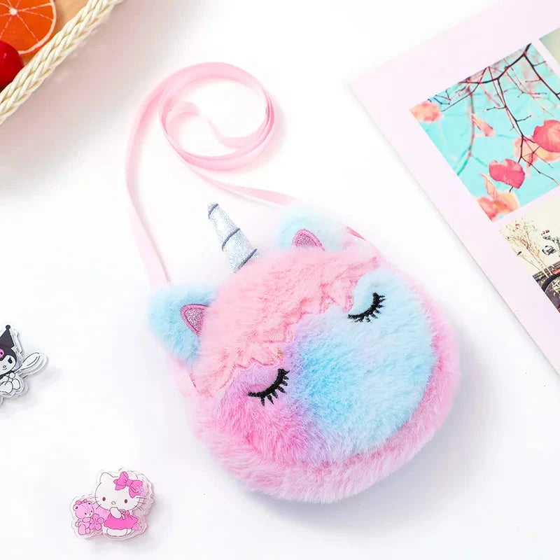 Cute Plush Cartoon Coin Purse Children Girls Shoulder Bag  Unicorn Animals Messenger Bag Kids Keys Coin Purse Mini Handbag Good Vibrations