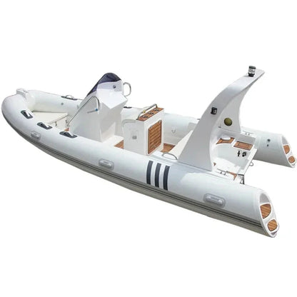 Hot sales Luxury 5.8m 19ft Fiberglass Inflatable Rib Boat Rowing Yacht and Waterplay Boat Good Vibrations