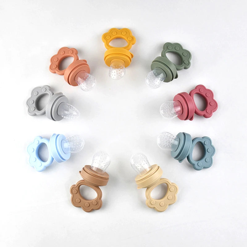 Silicone Fruit & Vegetable Juicing Baby Gum Toy Cartoon Chewing Teeth Grinding Stick Auxiliary Food Tool Safe Baby Care Utensils Good Vibrations